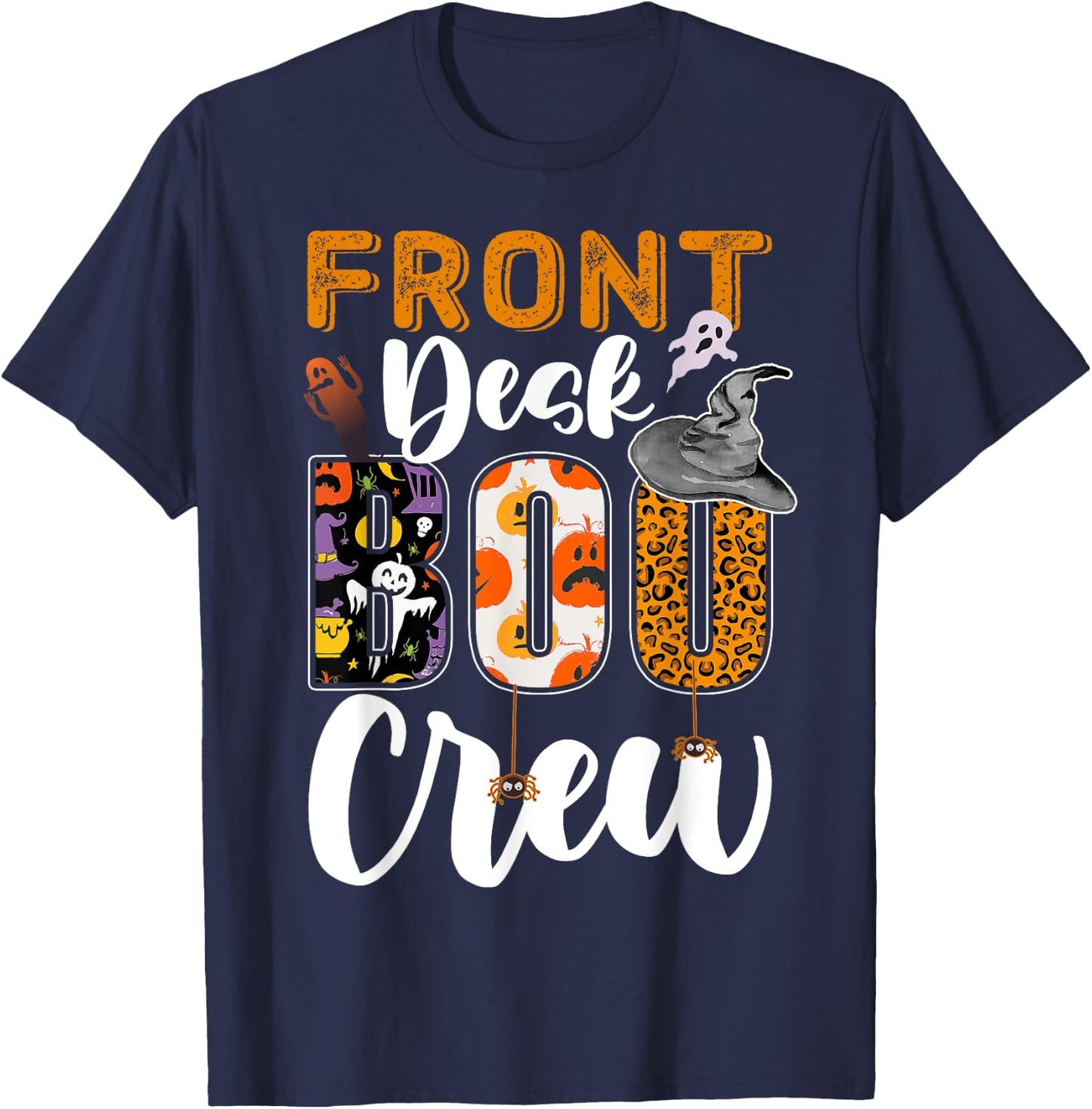 Front Desk Boo Crew Halloween Matching Lobby T-Shirt - T-Shirt | Navy