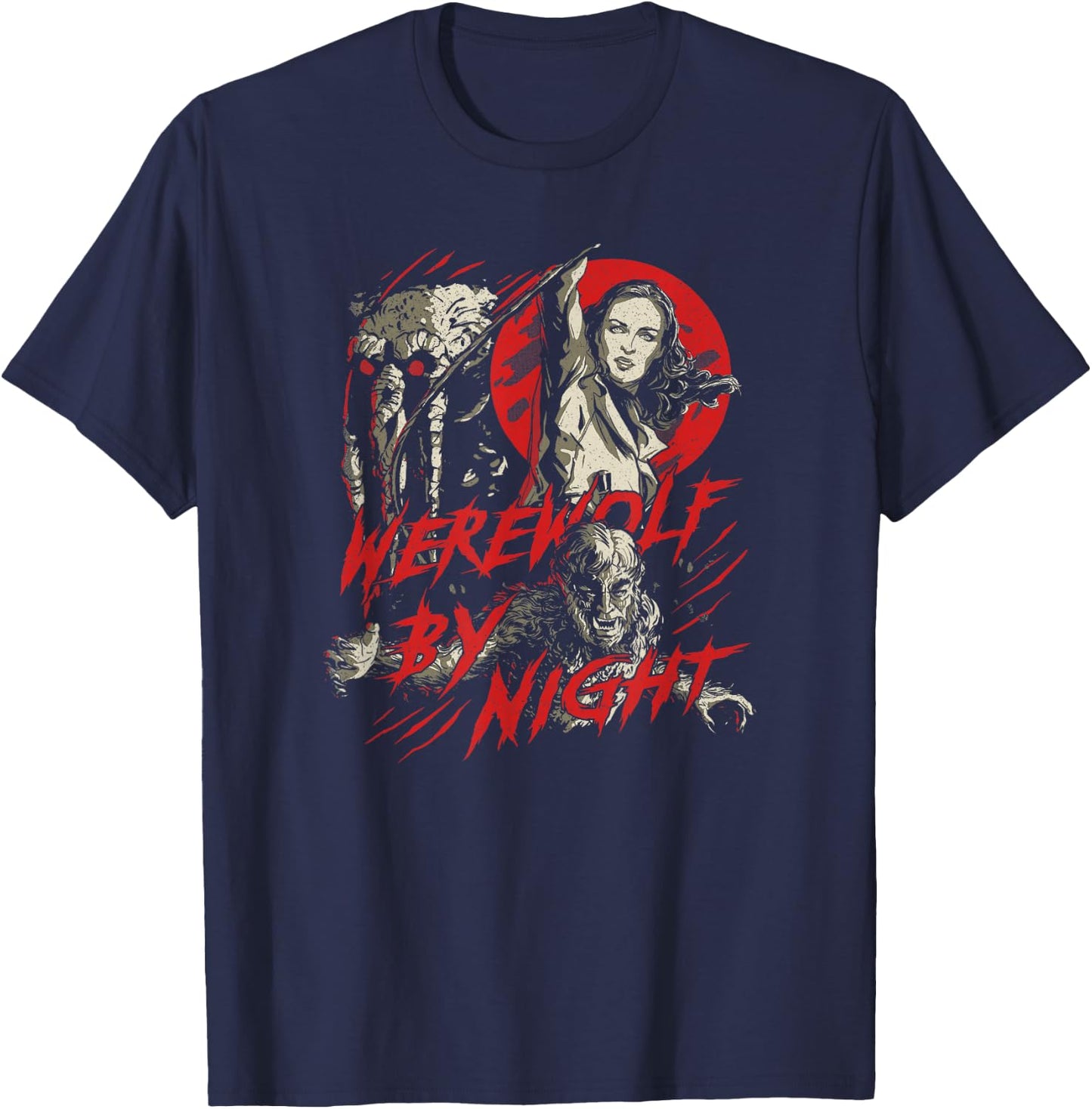 Marvel Werewolf by Night Elsa Bloodstone & Jack Comic T-Shirt - T-Shirt | Navy