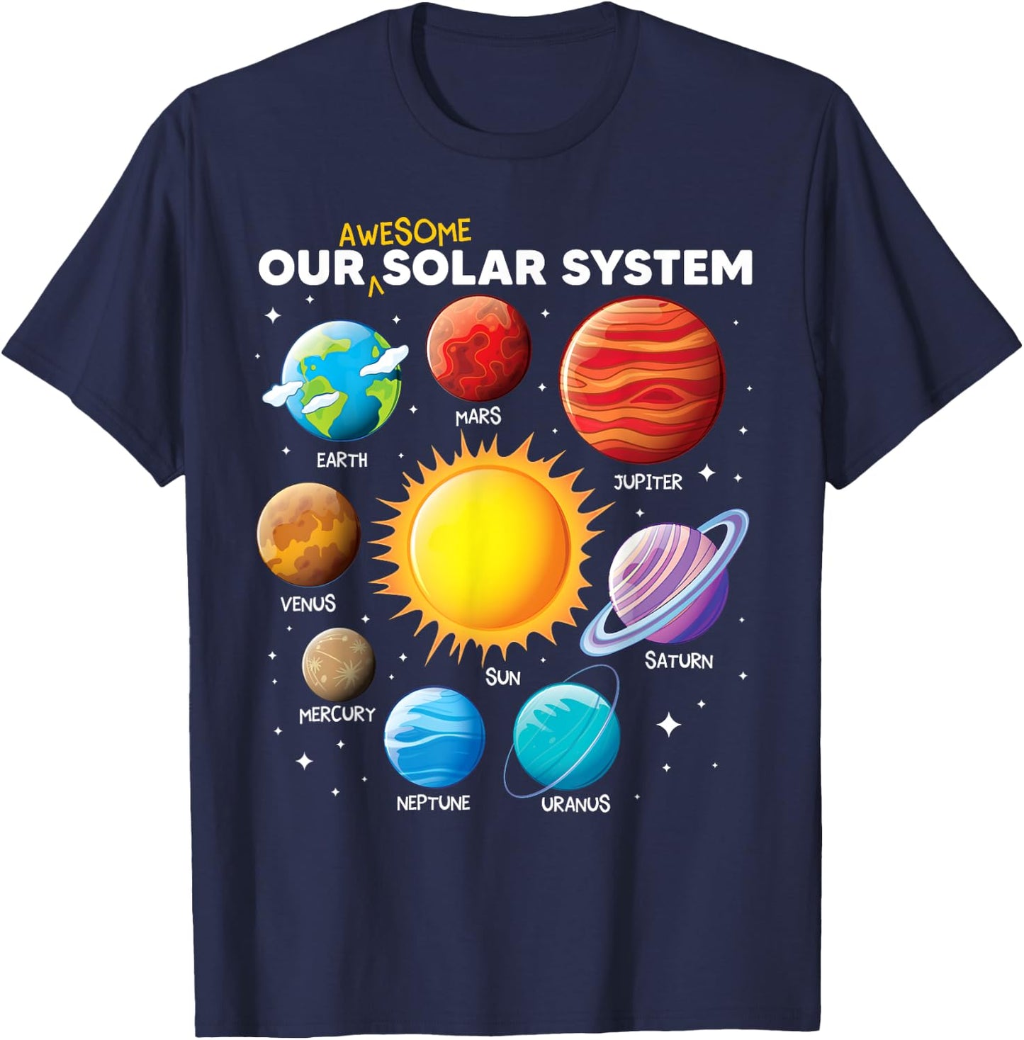 Our Awesome Solar System Planets Space boys girls science T-Shirt - T-Shirt | Navy