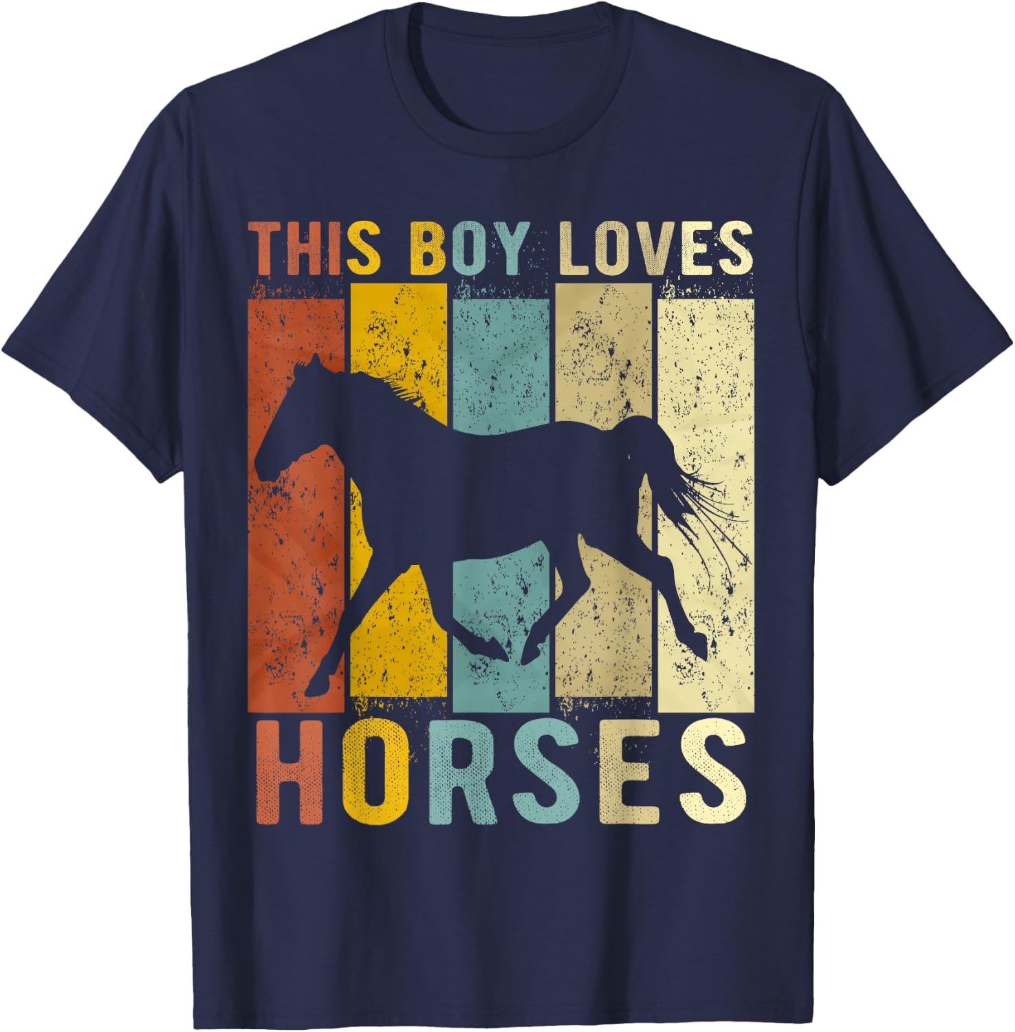 This Boy Loves Horses Boys Horse T-Shirt - T-Shirt | Navy