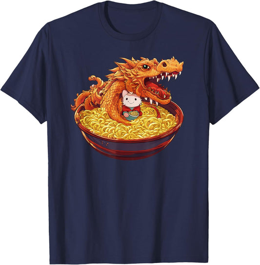 Ramen Dragon Japanese Anime Kaiju and Kawaii Friend T-Shirt - T-Shirt | Navy