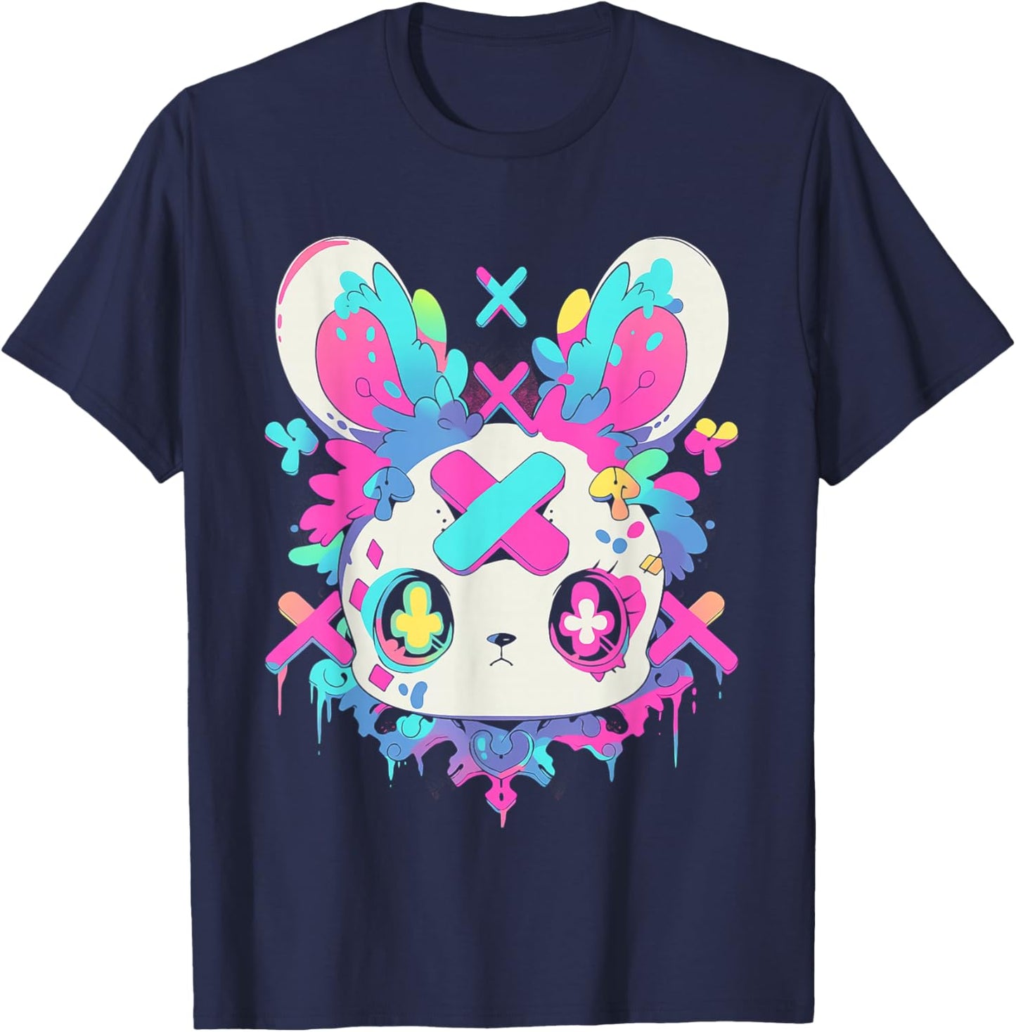 Kawaii Bunny | Menhera Yami Kawaii Decora Kei Pastel Goth T-Shirt - T-Shirt | Navy