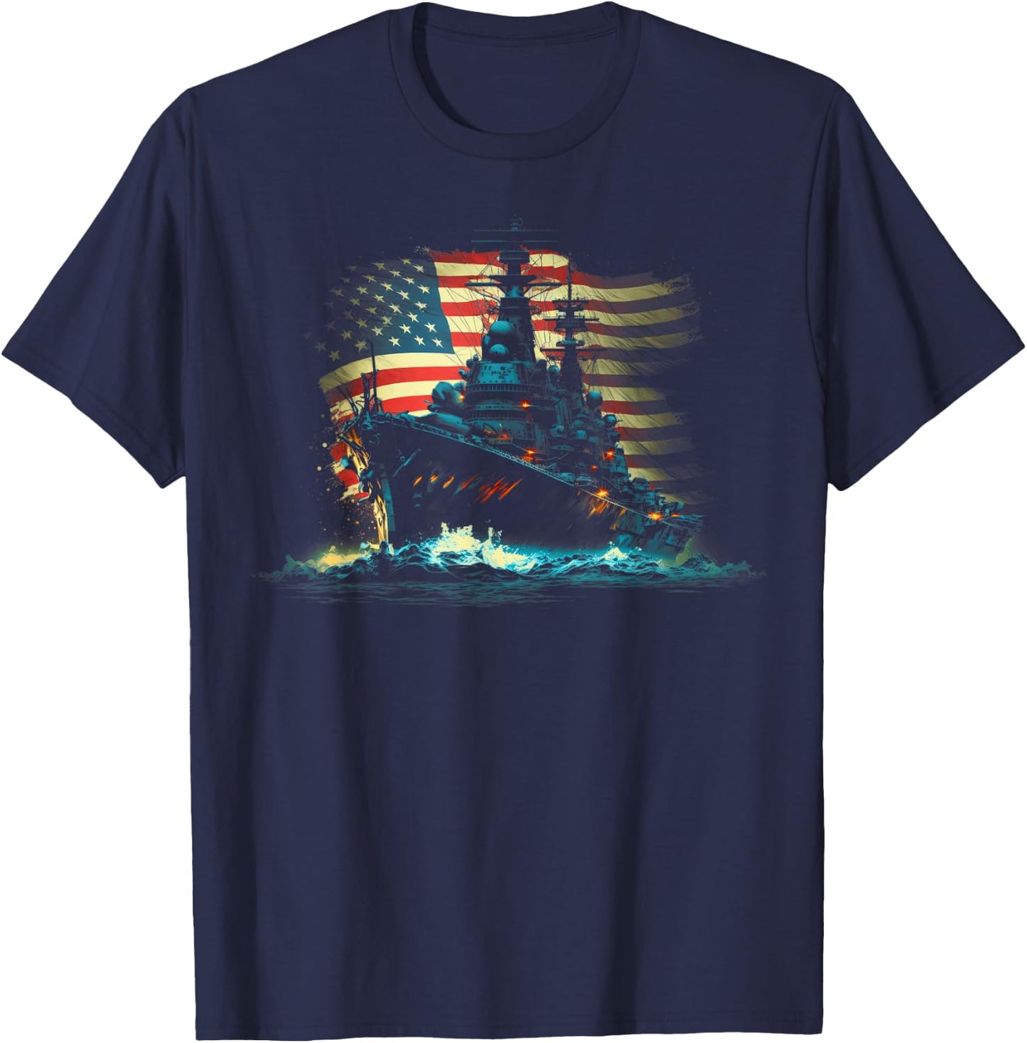 Battleship America Sea T-Shirt - T-Shirt | Navy