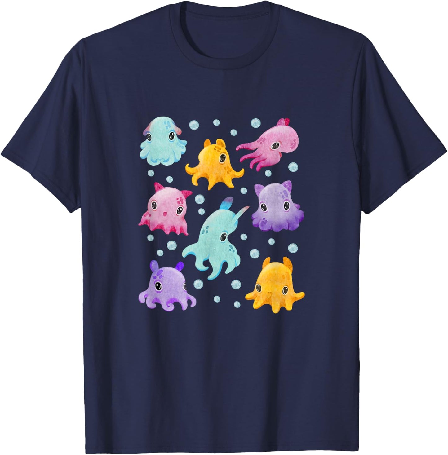 Dumbo Octopus, Cute Octopus Gift, Cute Watercolor Octopuses T-Shirt - T-Shirt | Navy