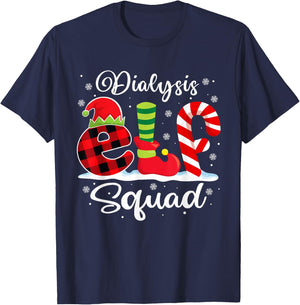 Dialysis Elf Squad Christmas Dialysis Nurse Matching T-Shirt - T-Shirt | Navy