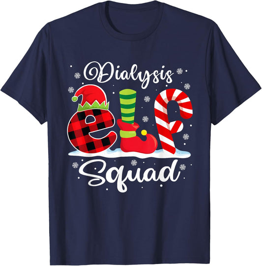 Dialysis Elf Squad Christmas Dialysis Nurse Matching T-Shirt - T-Shirt | Navy
