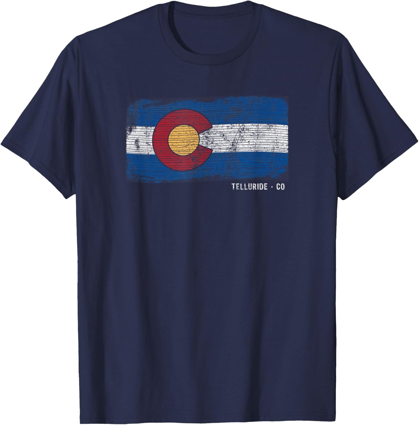 Telluride Colorado Retro Flag Graphic T-Shirt - T-Shirt | Navy