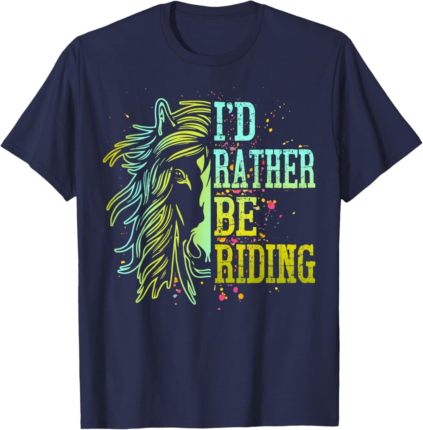 I'd Rather Be Riding Horse Back Girl Women Funny Equestrian T-Shirt - T-Shirt | Navy
