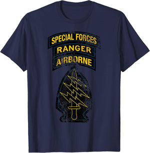 US Army Special Forces - SF Ranger Tab - Retro Vintage T-Shirt - T-Shirt | Navy