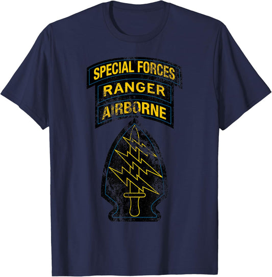 US Army Special Forces - SF Ranger Tab - Retro Vintage T-Shirt - T-Shirt | Navy