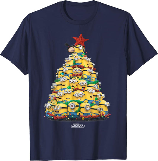 Minions Christmas Tree T-Shirt - T-Shirt | Navy