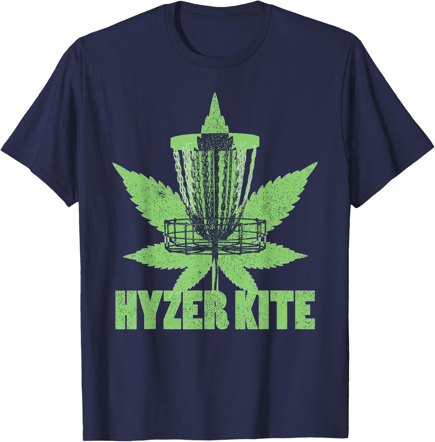 Funny Disc Golf Marijuana Weed Pot Smoker High As A Kite Pun T-Shirt - T-Shirt | Navy