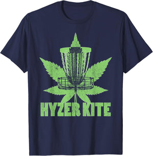 Funny Disc Golf Marijuana Weed Pot Smoker High As A Kite Pun T-Shirt - T-Shirt | Navy