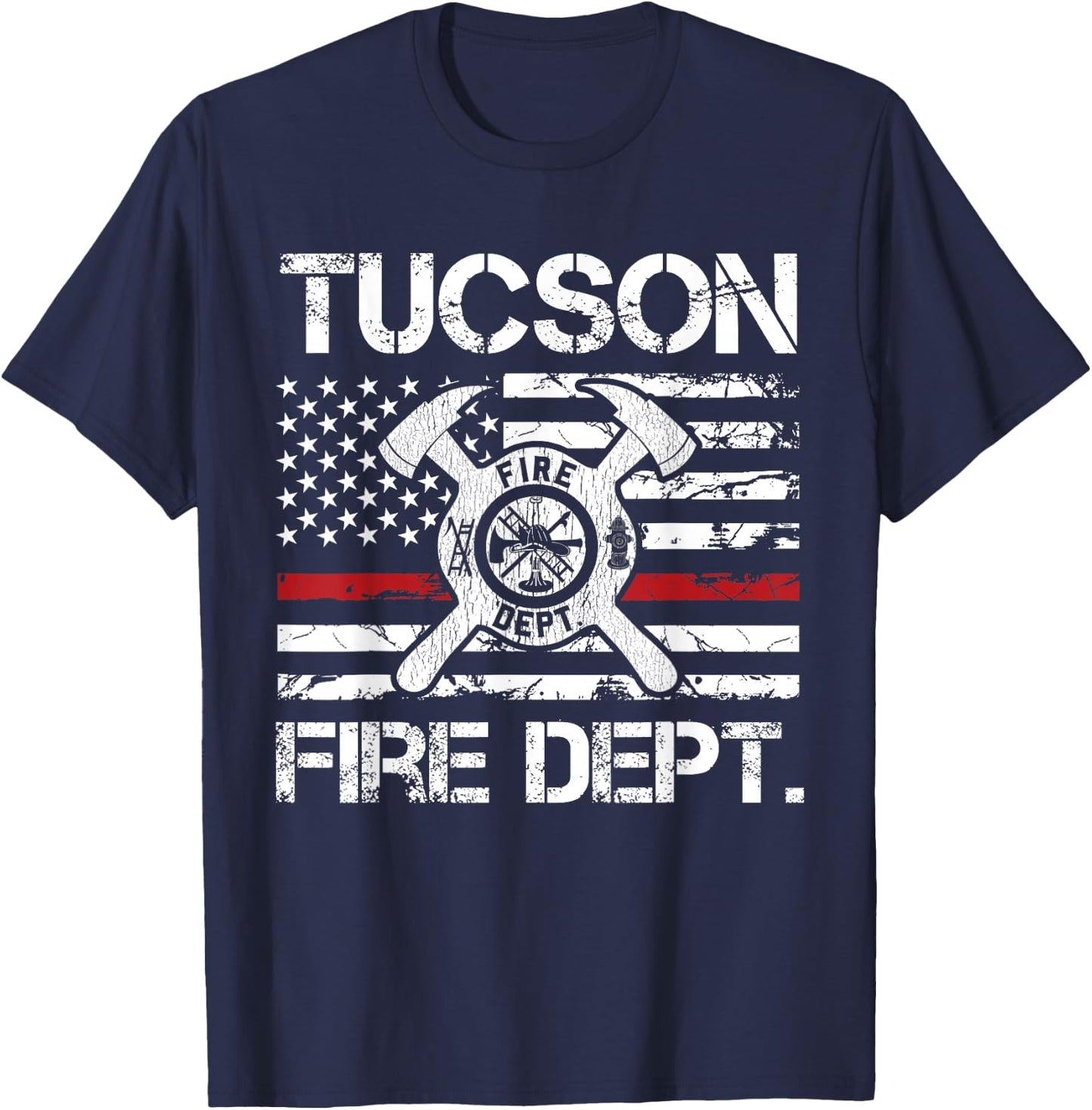 Tucson Arizona Fire Department Thin Red Line Fireman T-Shirt - T-Shirt | Navy