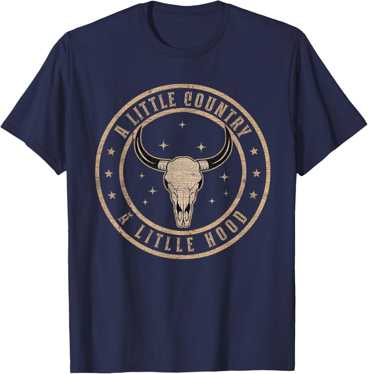 A Little Country A litlle Hood Vintage Bull Skull Western T-Shirt - T-Shirt | Navy