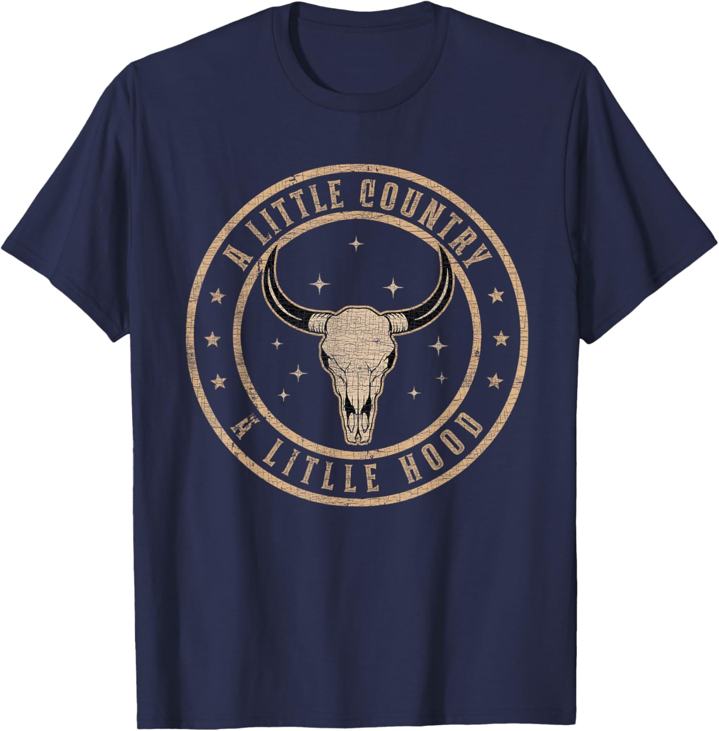 A Little Country A litlle Hood Vintage Bull Skull Western T-Shirt - T-Shirt | Navy