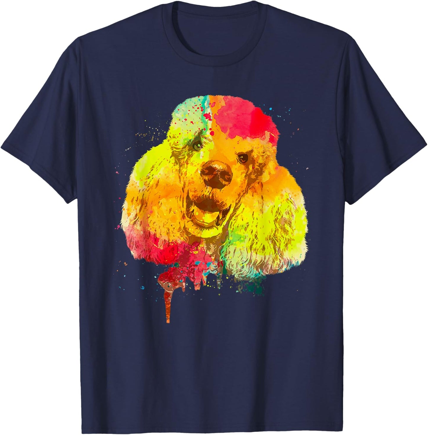 Cool Poodle Art Women Colorful Dog Poodle Lovers T-Shirt - T-Shirt | Navy