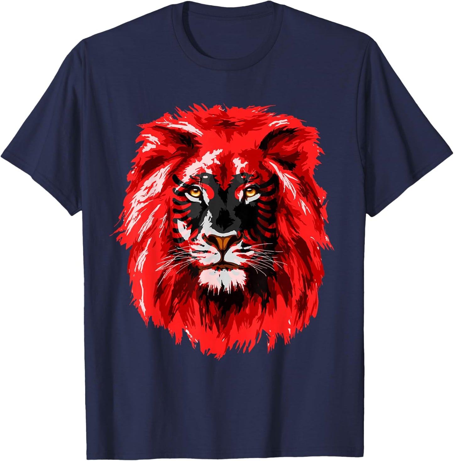 Flag of Albania Lion Face Albanian Albania Flag T-Shirt - T-Shirt | Navy