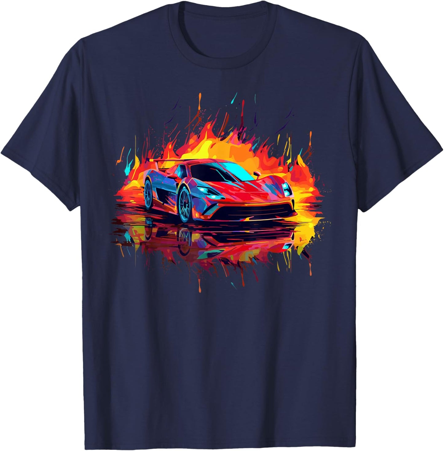 Supercar Exotic Sports Car Concept Poster Style Boys Graphic T-Shirt - T-Shirt | Navy