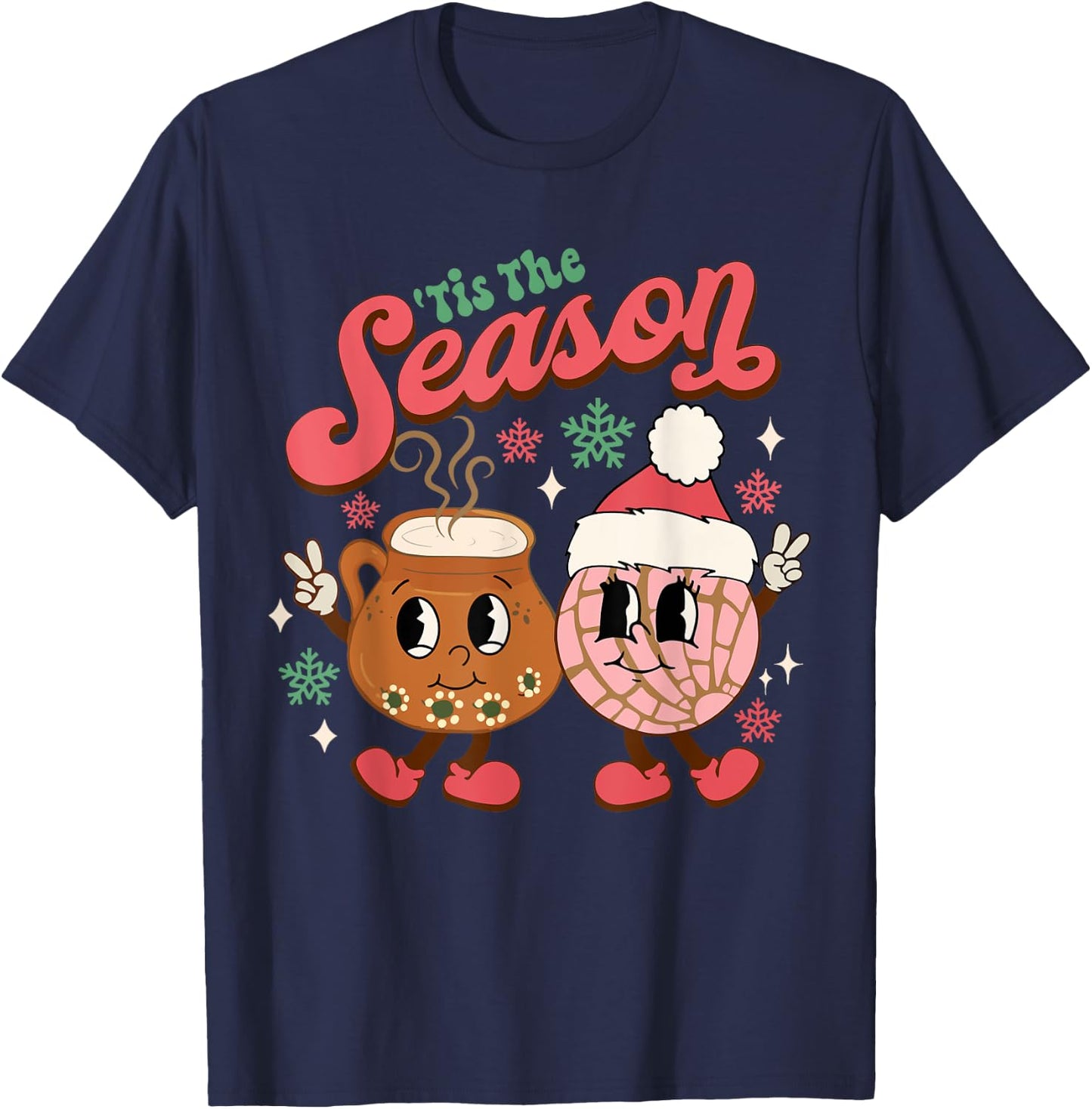Christmas Tis The Season Mexican Concha Pan Dulce Christmas T-Shirt - T-Shirt | Navy