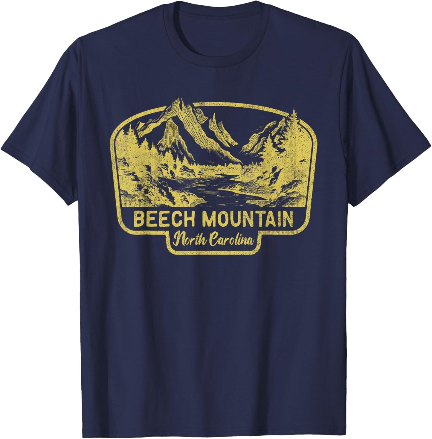 Beech Mountain North Carolina Hiking Outdoors Vintage T-Shirt - T-Shirt | Navy