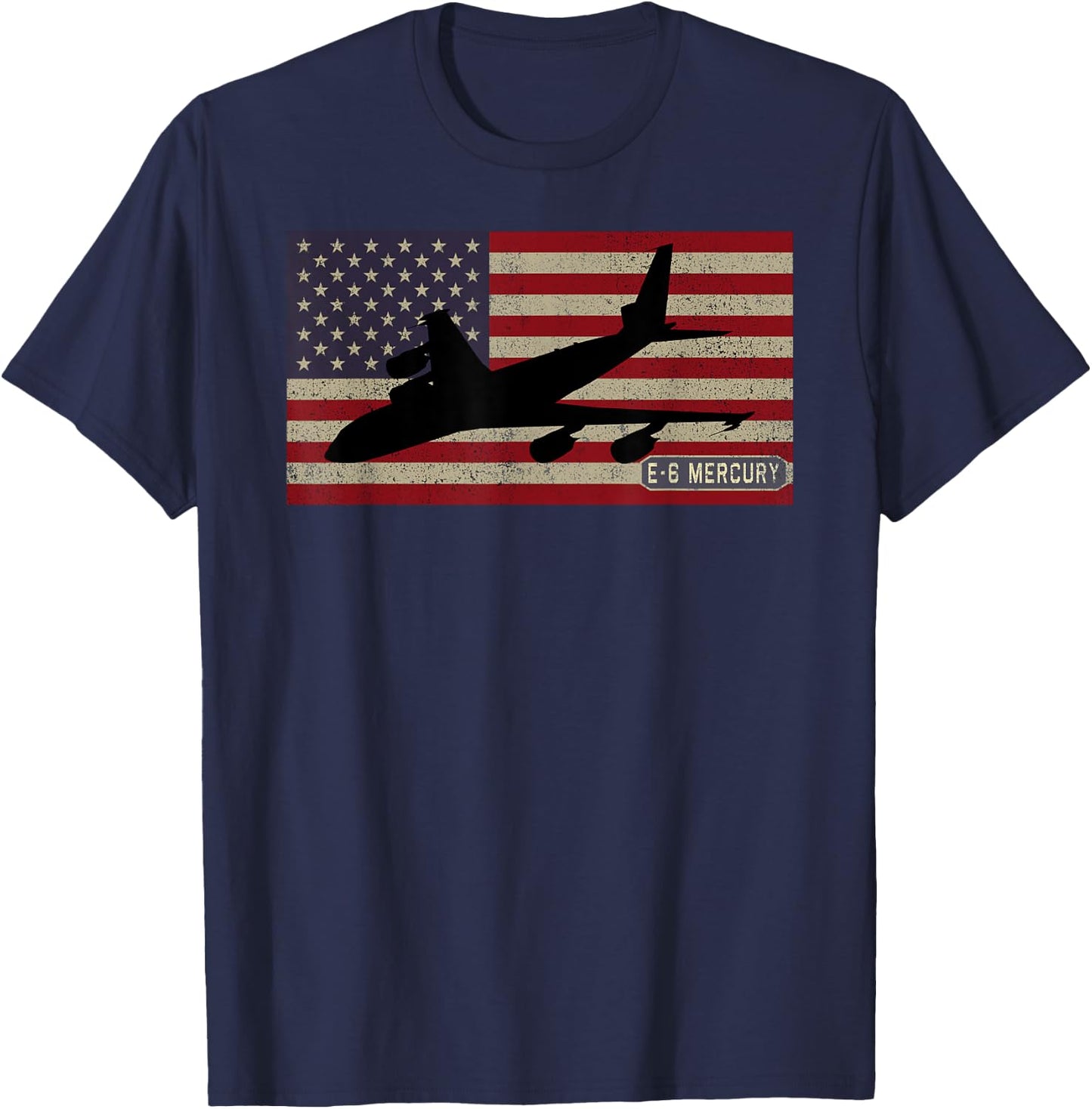E-6 Mercury Plane Vintage American Flag Kids Men T-Shirt - T-Shirt | Navy