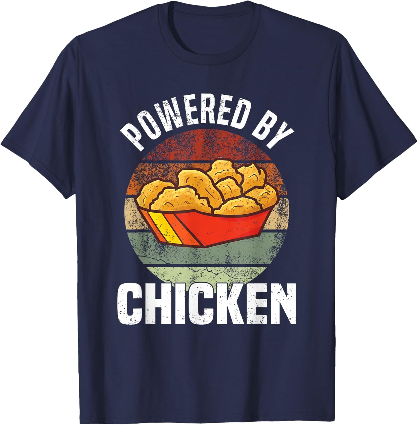Powered By Chicken - Chicken Nuggets T-Shirt - T-Shirt | Navy