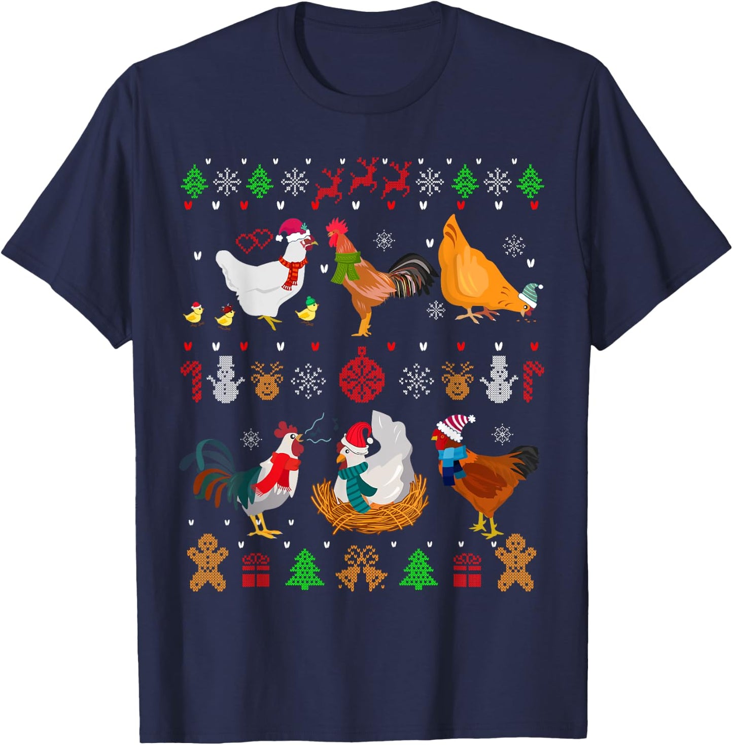 Chicken Collection Christmas Sweater Santa Chicken Farmer T-Shirt - T-Shirt | Navy