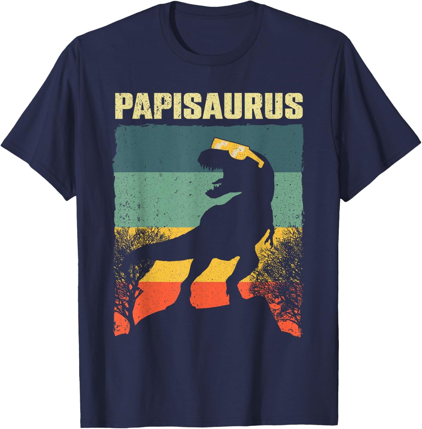 Funny Papisaurus Design Dad Grandpa Dinosaur Lover T-Shirt - T-Shirt | Navy