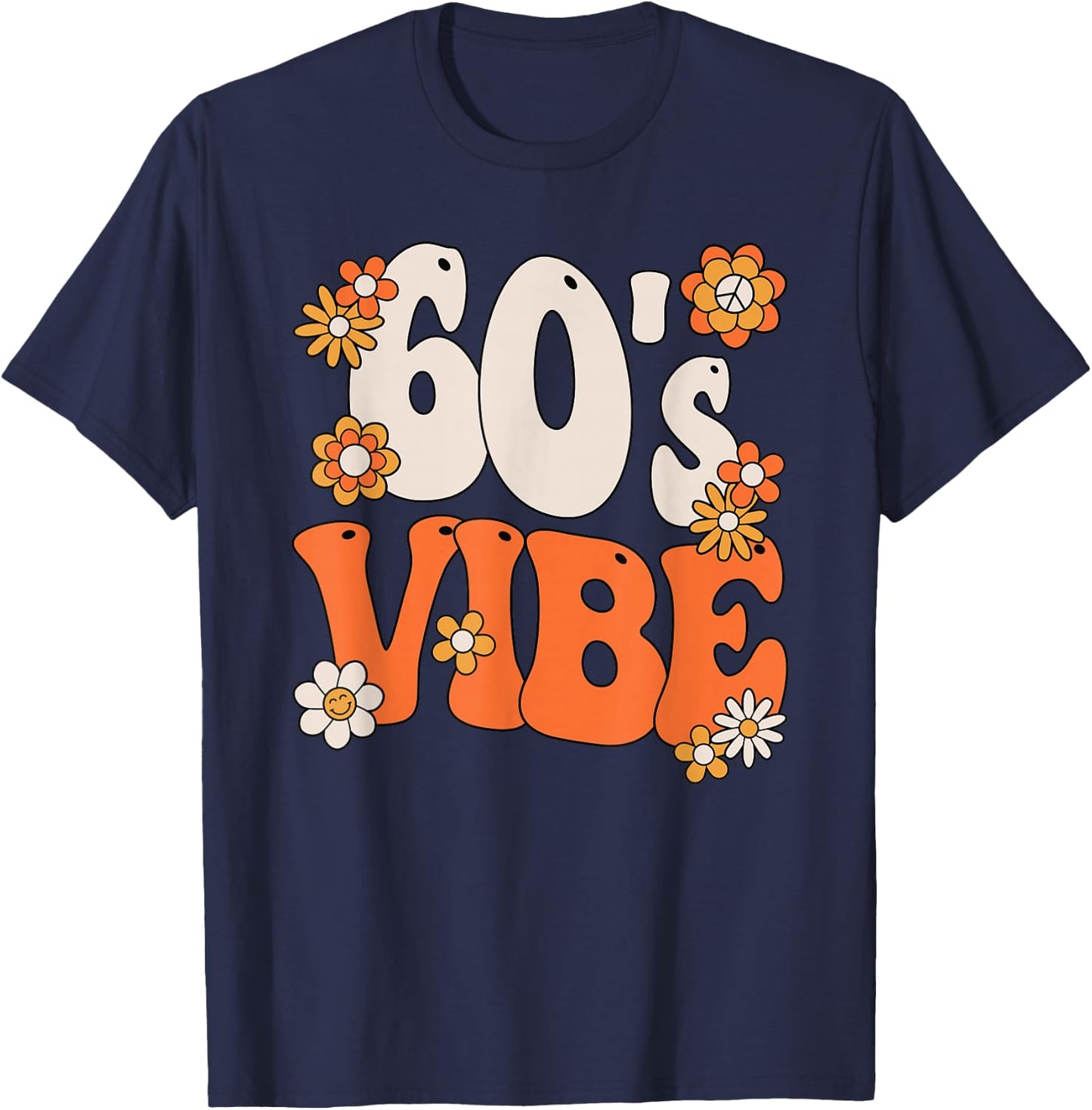 60s Vibe Costume 60s Party Outfit Groovy Hippie Peace Retro T-Shirt - T-Shirt | Navy