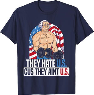 They Hate Us Cuz They Ain't Us America USA Flag 4th of July T-Shirt - T-Shirt | Navy