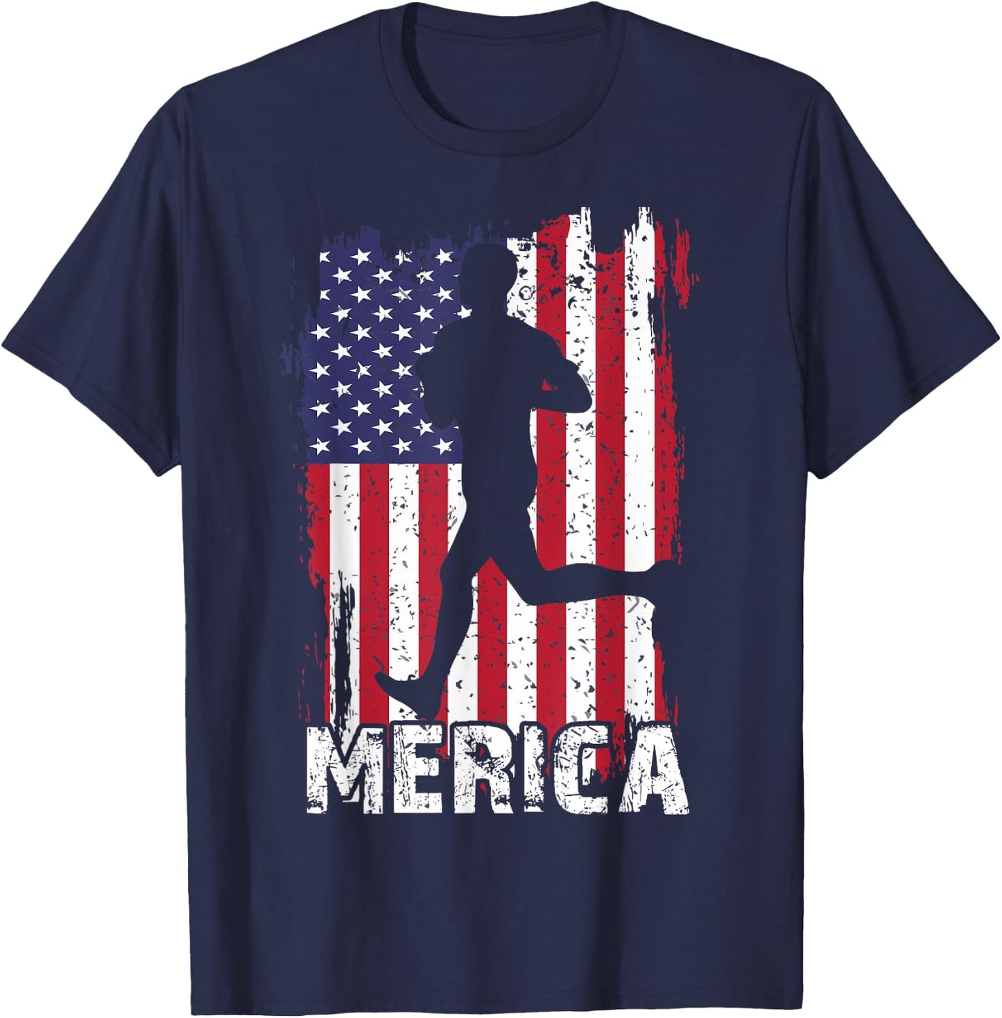 Patriotic 4th Of July Running-Shirt Runner US Flag Men Women T-Shirt - T-Shirt | Navy