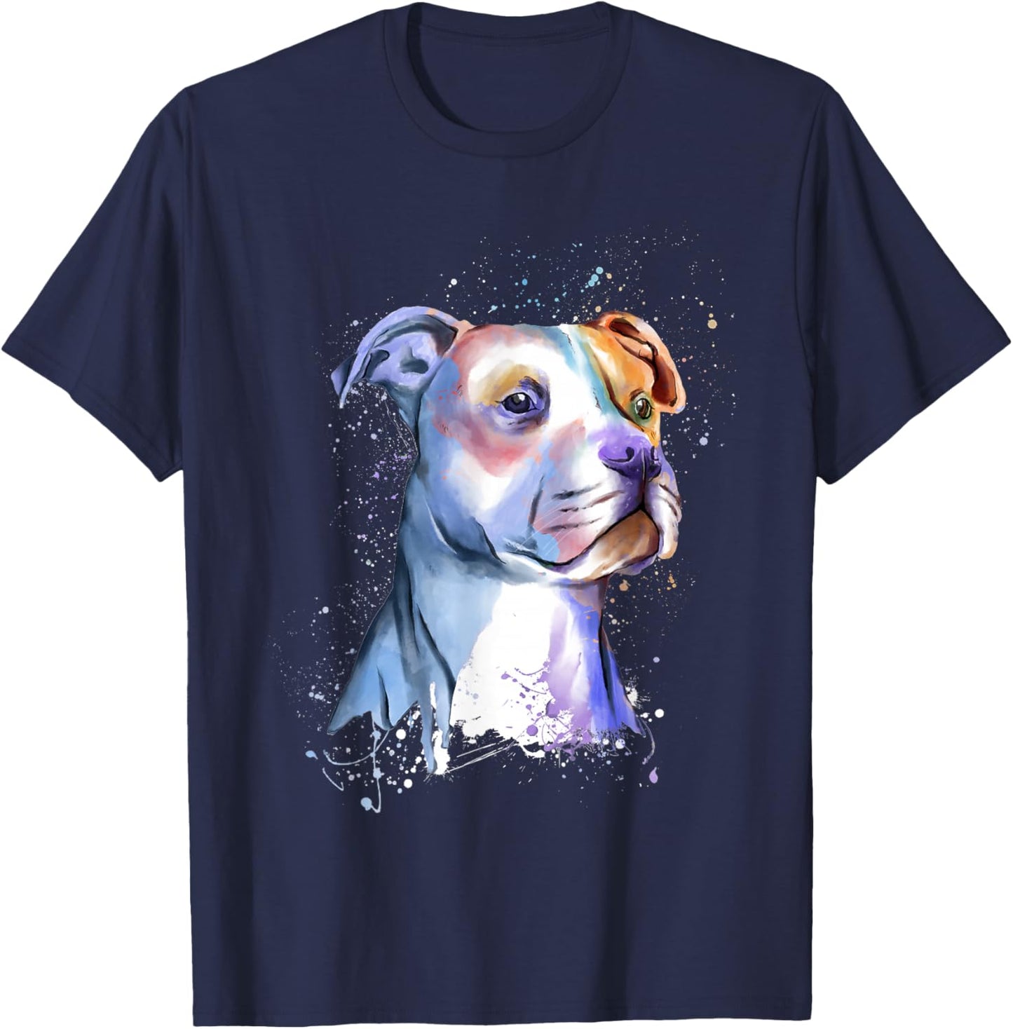 Colorful Pitbull Splash Artwork - Pet Breeder Dog Trainer Women Girls Kids T-Shirt - T-Shirt | Navy