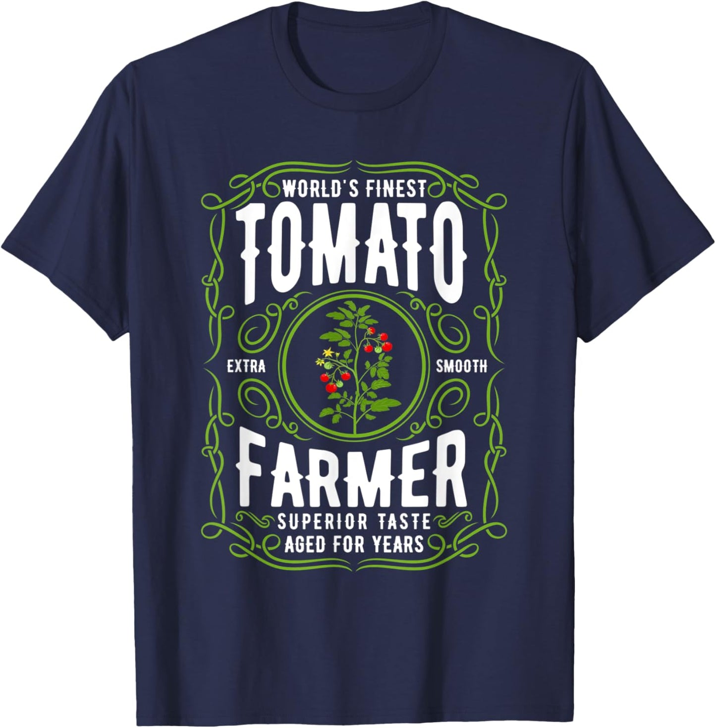 Worlds Finest Tomato Farmer, Funny Tomato Gardening T-Shirt - T-Shirt | Navy