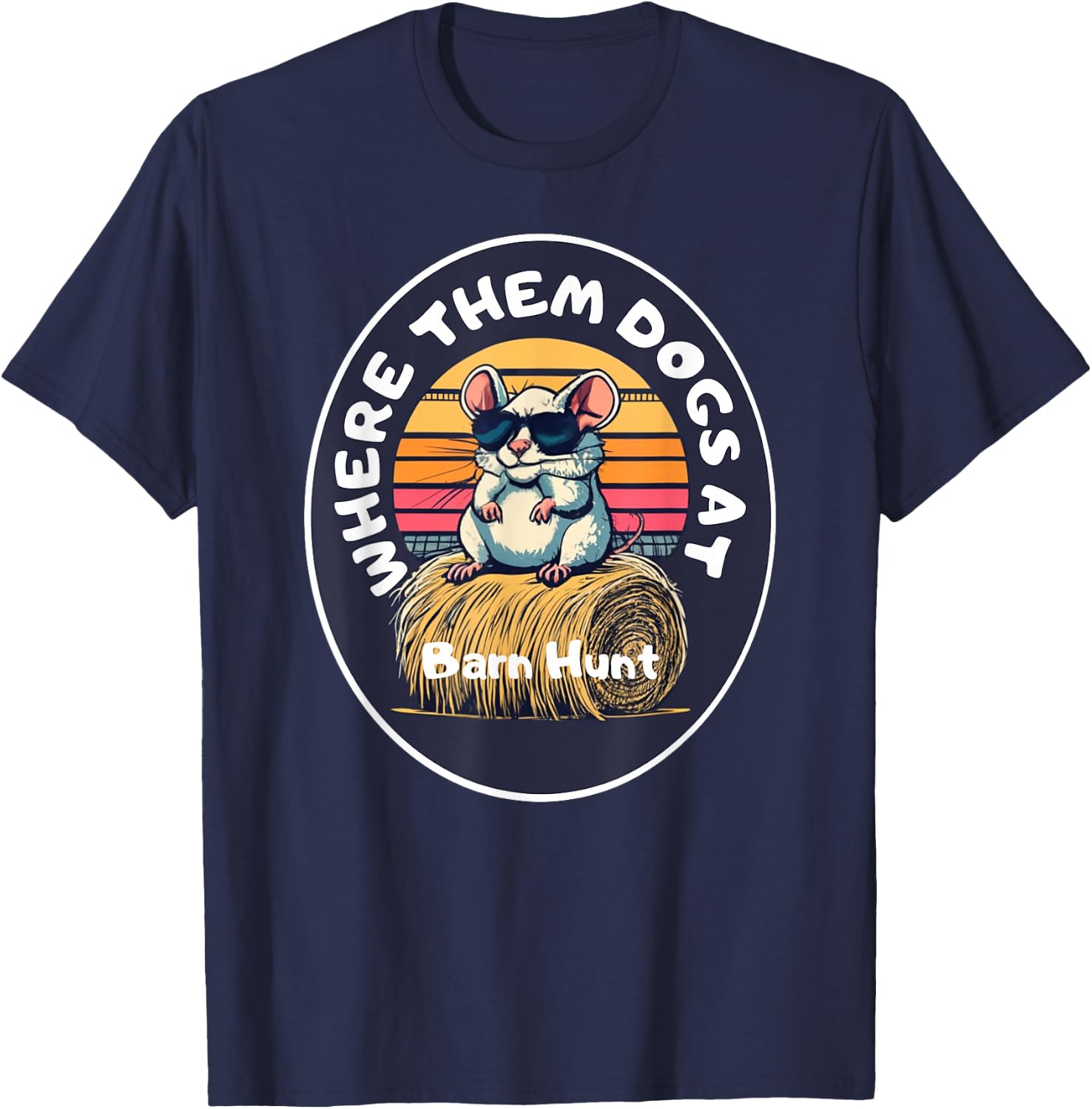 Funny Barn Hunt - cute rat with sunglasses looking for dogs T-Shirt - T-Shirt | Navy