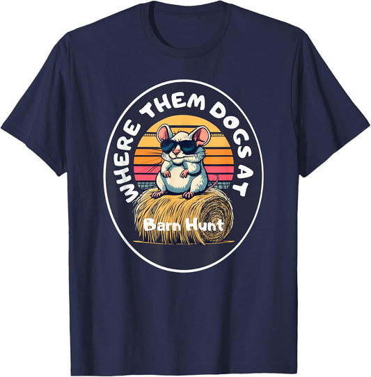 Funny Barn Hunt - cute rat with sunglasses looking for dogs T-Shirt - T-Shirt | Navy