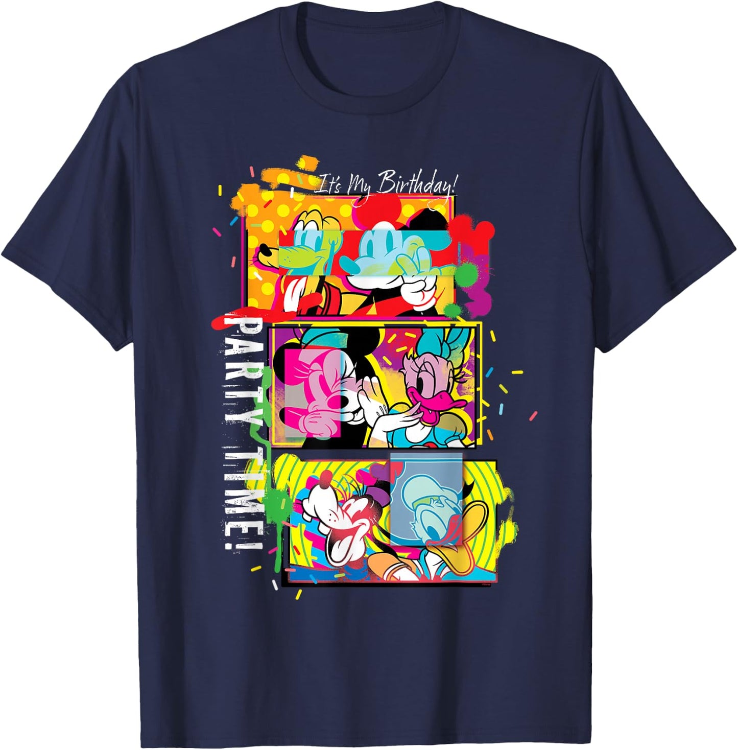 Disney Mickey & Pals Color Blast It’s My Birthday Party Time T-Shirt - T-Shirt | Navy