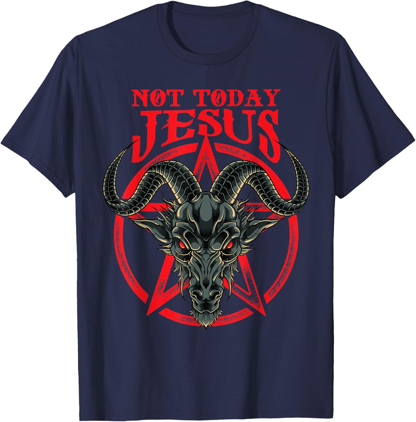 Not Today Jesus Baphomet T-Shirt - T-Shirt | Navy