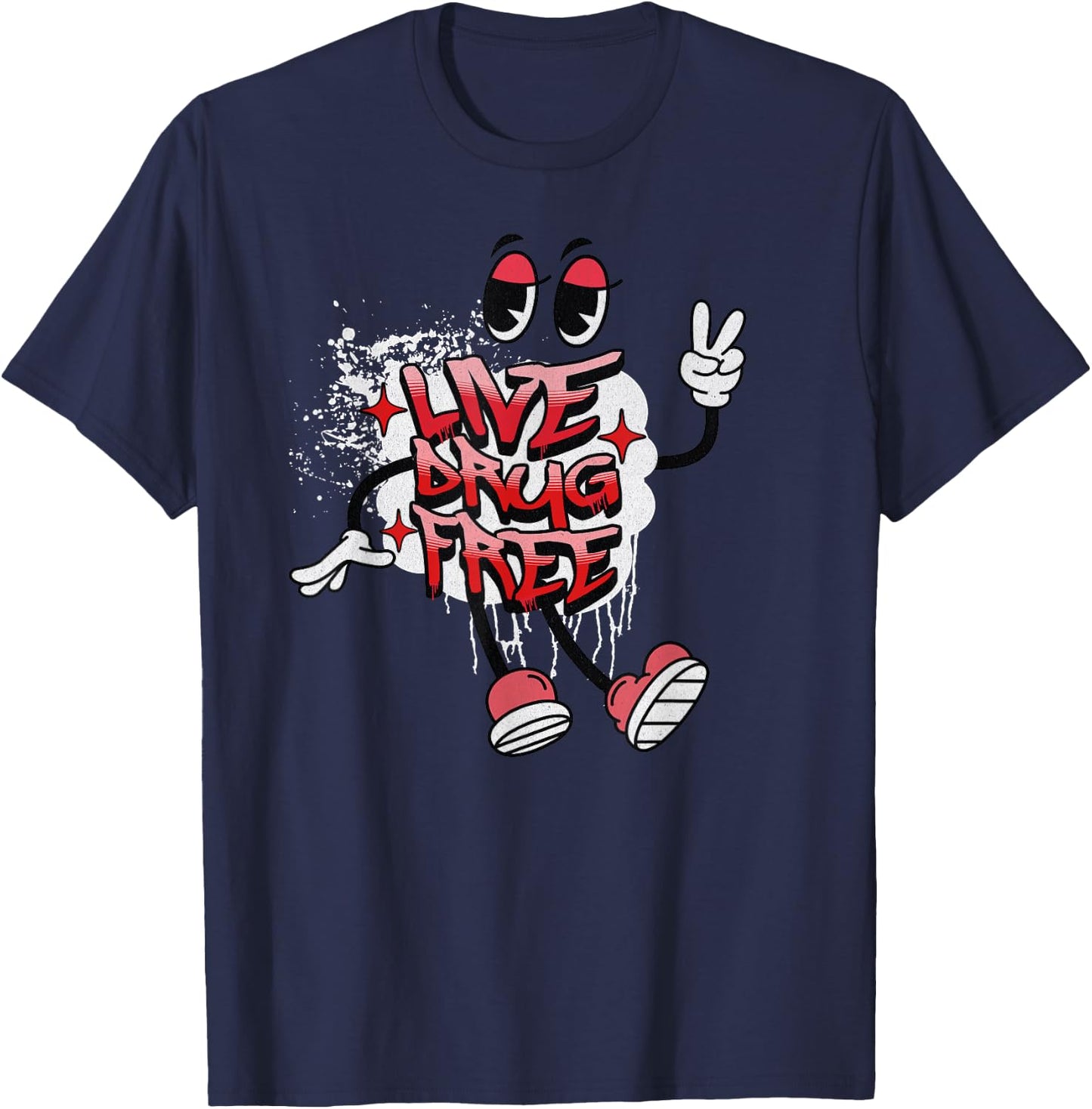 Live Drug Free Red Ribbon Week Awareness T-Shirt - T-Shirt | Navy