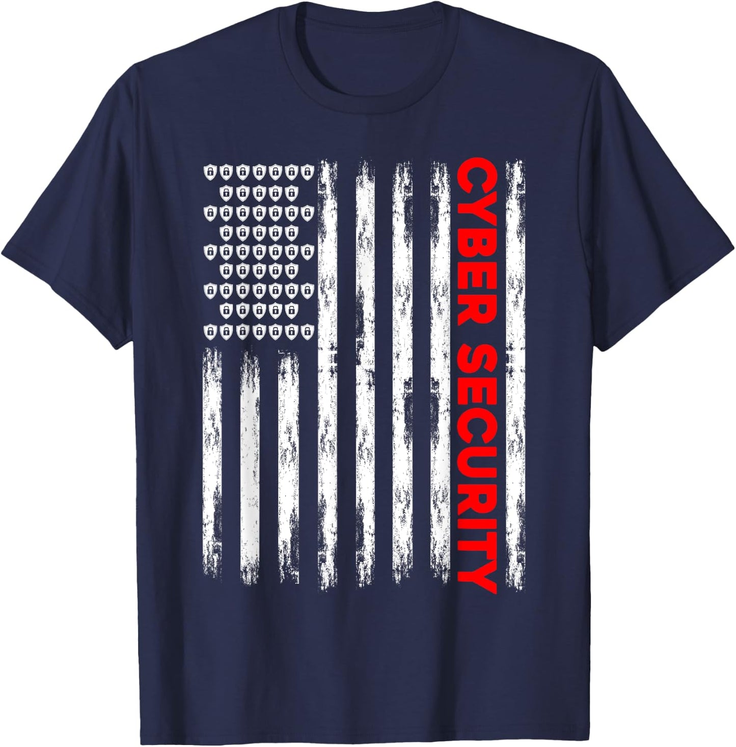 Cybersecurity Engineer IT Tech Cyber Security American Flag Women Men T-Shirt - T-Shirt | Navy
