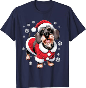 Wire Haired Dachshund Christmas Xmas T-Shirt - T-Shirt | Navy