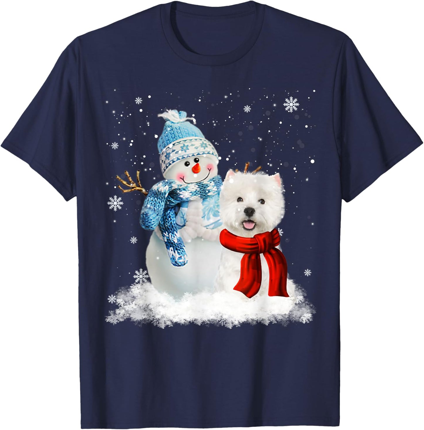 Funny Westie Dog Christmas Snowman Christmas Pajama T-Shirt - T-Shirt | Navy