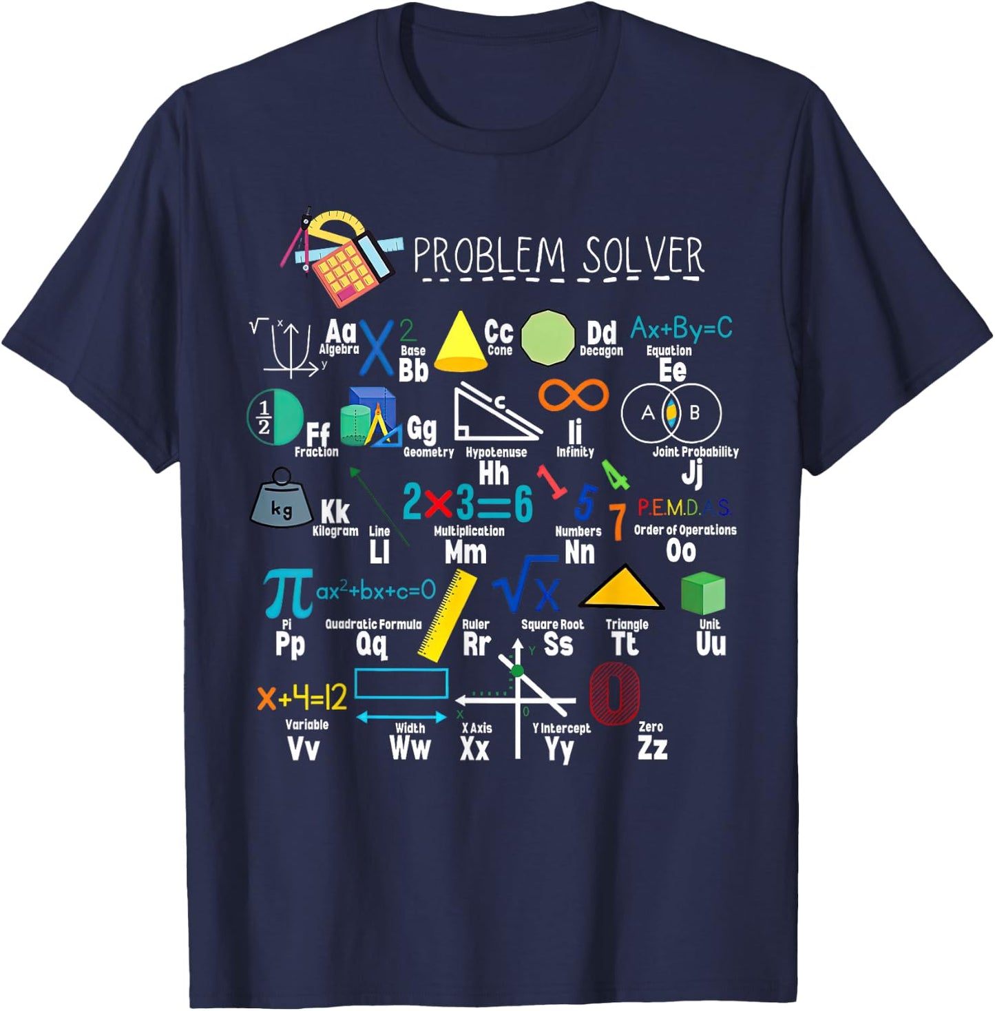 Problem Solver Funny Math Alphabet ABC Teacher Students T-Shirt - T-Shirt | Navy