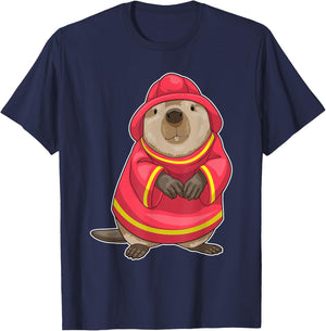 Beaver Firefighter Fire helmet Fire department T-Shirt - T-Shirt | Navy