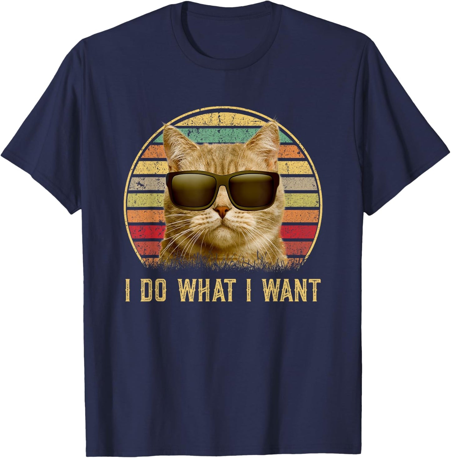 Retro 80s 90s Meowy I do what I want cat funny cat lover T-Shirt - T-Shirt | Navy