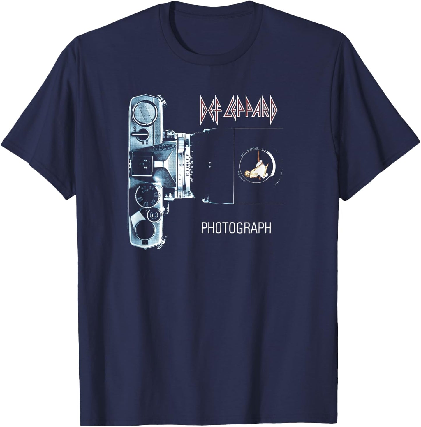 Def Leppard Official Photograph - -Adults, Black, Small, Short Sleeve T-Shirt - T-Shirt | Navy