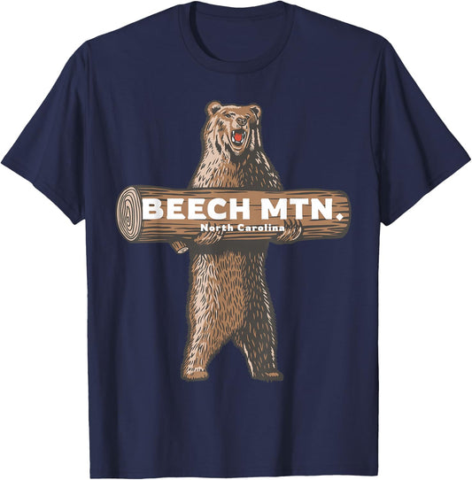 Beech Mountain North Carolina NC Bear Vacation Souvenir T-Shirt - T-Shirt | Navy