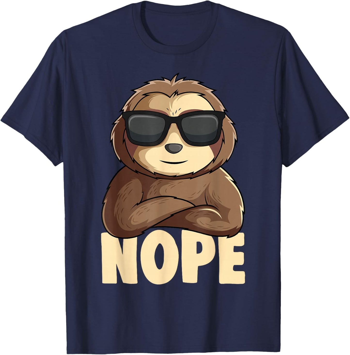 Nope Sloth Women Kids Girls Boys Youth T-Shirt - T-Shirt | Navy