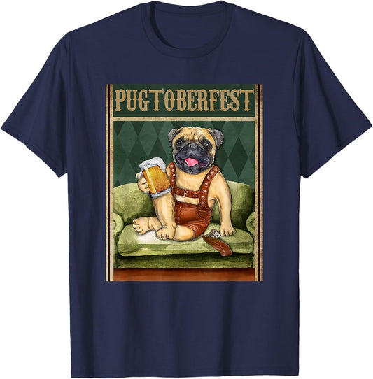 Pugtoberfest Beer Festival Beer Drinker Oktoberfest Pug T-Shirt - T-Shirt | Navy