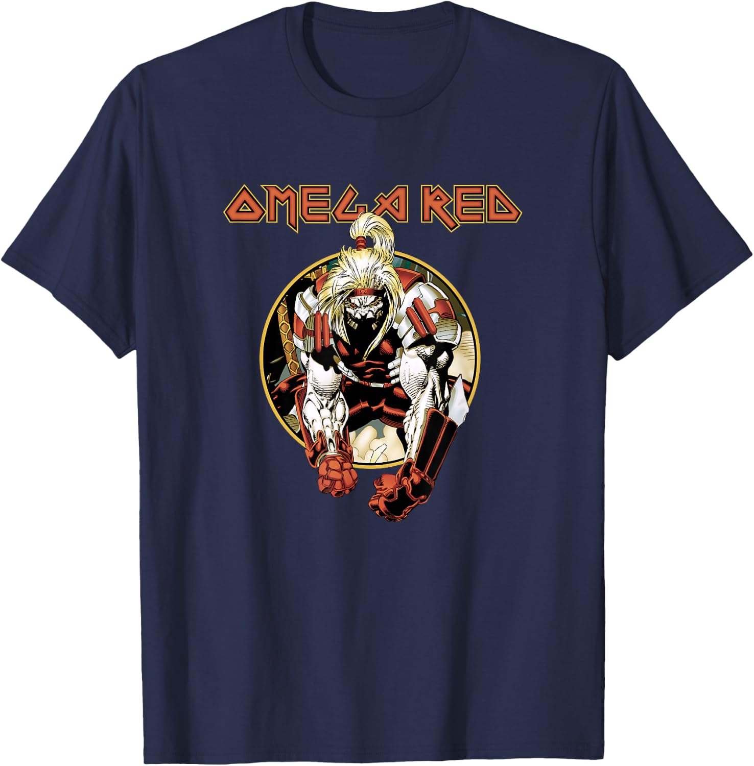 Marvel X-Men Omega Red Vintage Circle Portrait T-Shirt - T-Shirt | Navy